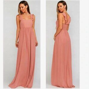 Show Me Your Mumu June Ruffle Strap Maxi Dress in Rustic Mauve Crisp - NWT